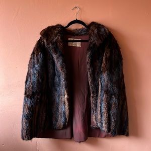 Brown and Black Fur Jacket/Cape